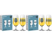 RITZENHOFF 6201001 Vaso de cerveza 374 ml Juego de 2 Serie Brauchzeit con ilustraciones, multicolor Fabricado en Alemania (Lot de 2)