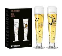 Ritzenhoff 6271001 Lot de 2 verres à bière 330 ml Série Heldenfest avec motifs de football, multicolores, fabriqués en Allemagne, Noir, Rouge, Doré.