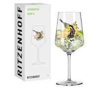 Ritzenhoff 2931015 Verre à Hugo 500 ml - Verre à apéritif - Série rosée d'été - Motif 15 avec oiseau multicolore - Made in Germany