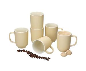 Ritzenhoff & Breker Jasper Lot de 6 tasses à café, vanille, 250 ml, hauteur 10,4 cm, en faïence, avec anse, pour 6 personnes, pour boissons chaudes, thé, cacao, latte macchiato, etc