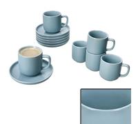Ritzenhoff & Breker Jasper Lot de 6 tasses à expresso avec soucoupes gris-bleu I pour 6 personnes I Service en faïence pour petit déjeuner et café I 6 petites tasses de 70 ml, hauteur 6 cm et