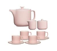 Ritzenhoff & Breker Jasper Service à thé pour 4 personnes, avec théière de 1,4 l et set de lait et de sucre, tasses à thé de 240 ml avec soucoupes, en grès, avec vernis mat et toucher doux au toucher,