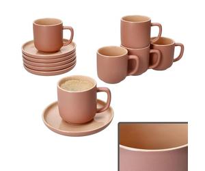 Ritzenhoff & Breker Jasper Set de 6 tasses à espresso avec soucoupes en poudre I pour 6 personnes I Service à petit déjeuner et à café Faïence I 6 petites tasses 70 ml, hauteur 6 cm Soucoupes