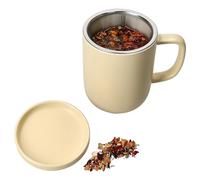 Ritzenhoff & Breker Jasper Tasse à thé avec infuseur et couvercle vanille - 300 ml - Pour une personne - Tasse à thé en grès pour thé en vrac et en sachet - Tasse cylindrique alternative pour café,