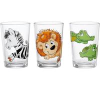 Ritzenhoff & Breker Kinderbecher Happy Zoo, 3er Set, Trinkglas, Becher, Glas, Bunt, 205 ml, 811377