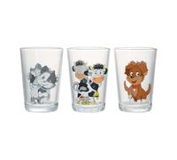 Ritzenhoff & Breker Lot de 3 verres pour enfant - Motif animaux de la cour - 205 ml - Avec motifs d'animaux - Chat/vache/chien - Passe au lave-vaisselle