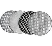 Ritzenhoff & Breker Lot de 4 Assiettes à dessert Porcelaine, Blanc et Noir, 22 x 22 x 2 cm