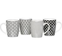 Ritzenhoff & Breker Lot de 4 Tasses à café , Porcelaine, Blanc et Noir, 8 x 8 x 10.50 cm