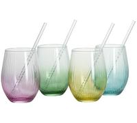 Ritzenhoff & Breker Lot de 4 verres à long drink avec pailles en verre