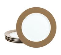 Ritzenhoff & Breker Lot de 6 assiettes à gâteau Nougat Doppio - Diamètre : 21 cm - Petites assiettes à petit-déjeuner en porcelaine blanche et marron pour 6 personnes - Pour salade, dessert, etc