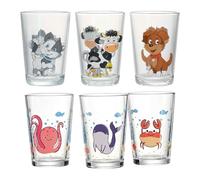 Ritzenhoff & Breker Lot de 6 tasses pour enfants Hoftiere & Unterwasserwelt, 205 ml, Tasses imprimées pour enfants avec motifs d'animaux, Passent au lave-vaisselle