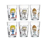 Ritzenhoff & Breker Lot de 6 verres imprimés pour enfant, astronaute, vétérinaire, mécanicienne, fille, 205 ml, passent au lave-vaisselle