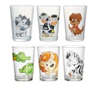 Ritzenhoff & Breker Lot de 6 verres pour enfant avec motifs d'animaux de la cour et Happy Zoo, 205 ml, imprimés avec motifs d'animaux, passe au lave-vaisselle