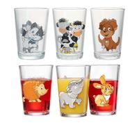 Ritzenhoff & Breker Lot de 6 verres pour enfants avec animaux de la ferme et de la forêt, 205 ml, Verres imprimés pour enfants avec motifs d'animaux, Passent au lave-vaisselle