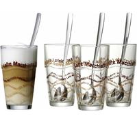 Ritzenhoff & Breker Sana Latte Macchiato Gläser, 4er Set, mit Löffel, Kaffeegläser, Kaffeeglas, Glas, 370 ml, 124200