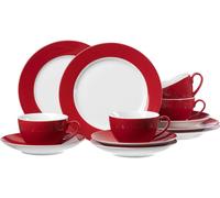 Ritzenhoff & Breker Service à café Doppio porcelaine blanche avec bord rouge - douze pièces, Vaisselle à café