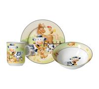 Ritzenhoff & Breker Service de table pour enfant - Animaux de la ferme - 3 pièces - Gobelet pour enfant (270 ml), assiette (19 cm) et bol (450 ml) - Animaux de la ferme - Porcelaine - Multicolore