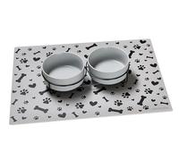 Ritzenhoff & Breker Taro Gamelles pour chien avec support, Ø 17 cm, gamelles pour chiens de taille moyenne, gamelles en faïence avec support en métal, position surélevée, tapis de gamelle 60 x 45 cm