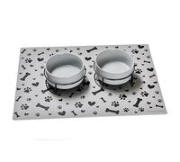 Ritzenhoff & Breker Taro Lot de 2 gamelles pour chien avec support, Ø 17 cm, gamelles pour chiens de taille moyenne, gamelles en faïence avec supports en métal, position surélevée, tapis de gamelle 60
