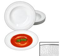Ritzenhoff & Breker Venezia Lot de 6 assiettes creuses I Diamètre 21,8 cm I 200 ml I 6 personnes I Assiettes creuses élégantes avec relief aspect galets I Bols pour pâtes I Assiettes en porcelaine
