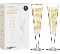 Ritzenhoff Champagnerglas 2er Set Goldnacht H23, Nathalie Jean, Rurik Mahlberg, Kristallglas, 205 ml, 6031006