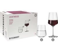 Ritzenhoff Gläserset Lichtweiß 12-teilig Julie Rot, 6 Rotweingläser und 6 Wassergläser, Kristallglas, Transparent, 6111002