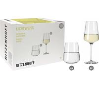 Ritzenhoff Gläserset Lichtweiß 12-teilig Julie Weiß, 6 Weißweingläser und 6 Wassergläser, Kristallglas, Transparent, 6111001