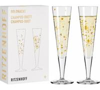 Ritzenhoff Goldnacht Champus-Duett F24, 2er Set, A. Vasconcelos, Champagnerglas, Kristallglas, 205 ml, 6031007