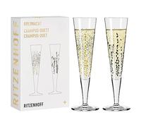 Ritzenhoff Goldnacht Duett 6031005 Lot de 2 flûtes à champagne 200 ml, Doré, Noir.