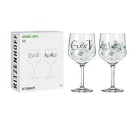 Ritzenhoff Verres à gin Botanic Lights Lot de 2 700 ml Motif et inscription Noir/Violet/Vert