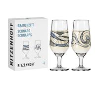 Ritzenhoff 3871003 Verre à liqueur 40 ml - série Brauchzeit, set n° 3 - motif eau - rond, bleu et gris - Made in Germany