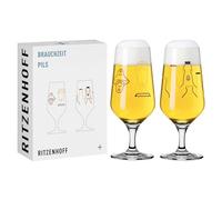 Ritzenhoff 3471007 Verre à bière 300 ml - set de 2 - série Brauchzeit, bouteille de bière et ouvre-bouteille, multicolore - Made in Germany