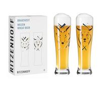 Ritzenhoff 3481012 Verre à bière blanche 500 ml - set de 2 - série Brauchzeit - 2 pièces avec motif animalier, impression numérique multicolore