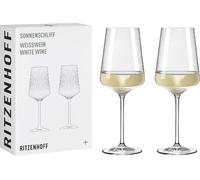RITZENHOFF 8000003 Lot de 2 verres à vin blanc 400 ml - Série Sonnenschliff - Dans un coffret cadeau moderne - Fabriqué en Allemagne