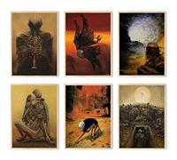 RIUFIN Zdzisław Beksiński Lot de 6 impressions d'art mural vintage - Peinture décorative esthétique pour salon, chambre à coucher, mur - Peinture décorative rustique (sans cadre, 25,4 x 35,6 cm)