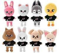 RIUGHJID 8PCS Skzoo Peluche Stray Kids Oreiller Mignon Dessin Animé en Peluche Chan/Leebit/Dwaekki/Jiniret/Han Quokka/Bbokari/Puppym/Foxi.NY Jouet en Peluche pour Fans
