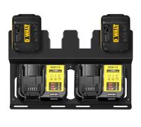 Riuog Support mural pour batterie DeWalt 20 V et chargeur DCB112, métal noir, robuste pour 4 batteries et support de chargeur pour salle d'outils et garage