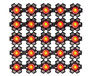 Riuty Puces de LED, puces de diode d'émetteur de Perles de Lampe de Puissance élevée de 3W LED pour des appareils d'éclairage de DIY(25-pièce)(Red)