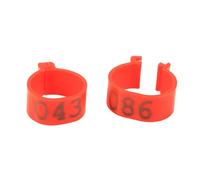 Riuulity 100 Pièces/Sac 16MM Bandes de Pattes de Volaille en Plastique Anneaux Clips de Marque Numérotés Réutilisables pour la Différenciation, pour la Gestion des Opérations de Volaille (Rouge)