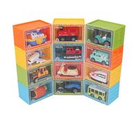 Riuulity 12 Pièces Tirer vers L'arrière Voitures Camions Jouets Véhicules Ensemble Jouets éducatifs en Alliage Alimentés par Friction pour Les Tout-Petits Garçons Filles, Conception Compacte