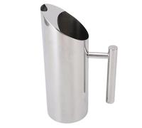 Riuulity 1L Pitcher D'eau en Acier Inoxydable avec Conception du Corps Droit, Bec Fuite, Idéal pour le Cocktail, le thé de Fleurs, la Préparation des Boissons à L'influence Froide (SILVER)
