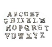 Riuulity 26 Pièces de Patchs de Vêtements en Tissu Non tissé avec Lettres Strass, Appliques de L'alphabet A-Z Faites à la Main pour Vêtements, Sacs, Chaussures et Chapeaux