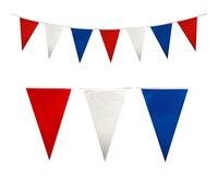 Riuulity 50 Drapeaux en Nylon Imperméables et Réutilisables, 18m, Rouge, Bleu, Blanc, Bannière du Jour de L'indépendance, Décoration D'événements pour les Fêtes de Rue, les Défilés