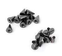 Riuulity 50pcs 7x10mm Rivets à Pointes de Balle, Goujons Punk en Métal pour la Décoration de Vêtements de Bricolage en Cuir, avec Surface Galvanisée pour Vestes, Sacs, Chaussures (Argent Noir)