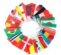Riuulity 95 Pieds 100 Pays Drapeaux Internationaux à Cordes Bannière Drapeau du Monde Bannière Décoration Drapeaux Internationaux avec sérigraphié Imperméables pour les