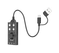 Riuulity Adaptateur de Carte Son USB vers 3,5 Mm avec Changeur de Voix pour Utilisation de Bureau et Casque Noir 1 unité