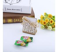Riuulity Boîte à Bonbons de Mariage Sac en Papier 10PCS Boîte-Cadeau de Bonbons élégante avec Ruban Adhésif Sac de Parfait pour Cadeaux de Mariage Doré/Argent 2,6 X 1,2 X 3,4 Pouces (GOLD)