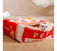 Riuulity Boîte à Collations de Dessin animé, Lit pour Chat, Design Mignon, Lit Doux pour Animaux de Compagnie, Décoration de Maison, Voyage Portable (Rouge)