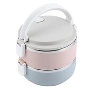 Riuulity Boîte à Déjeuner en Acier Inoxydable, Récipient Alimentaire, Boîte à avec Poignée Pliable, Couches Réglables 700ml-2800ml pour Pique-nique au Bureau et à L'école (Deuxième couche 1400ml)