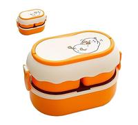 Riuulity Boîte à Déjeuner Portable à 2 Niveaux, ondable, pour Enfants et Adultes, Grande capacité, Facile à Transporter, 8,7x5,9x5,1 Pouces (Orange étoilé)